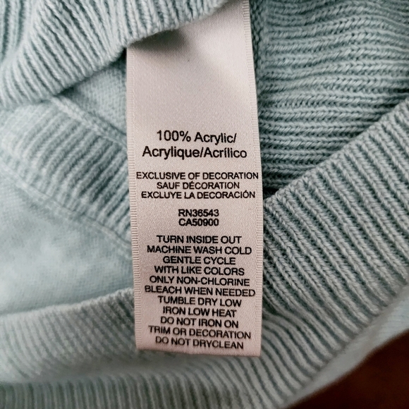 Van Heusen Seafoam Teal Lace Cardigan Women's XS Round Neck Snap Buttons Preppy - Picture 7 of 7